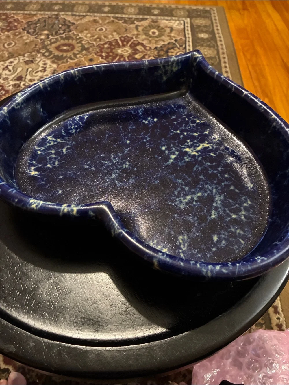 Bennington Potters Vermont large heart baker in blue agate